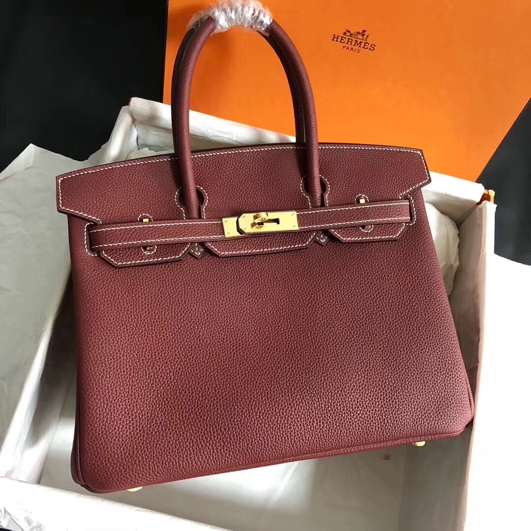 Hermes Birkin 35CM Togo Leather Handbag Burgundy